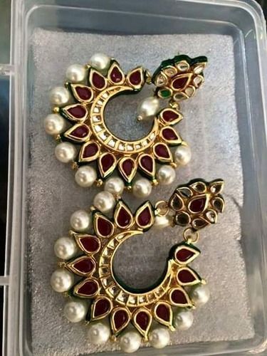 Kundan Green Pearl Earrings