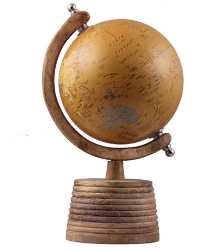 Table Top Political World Globe With Wooden Stand Desk