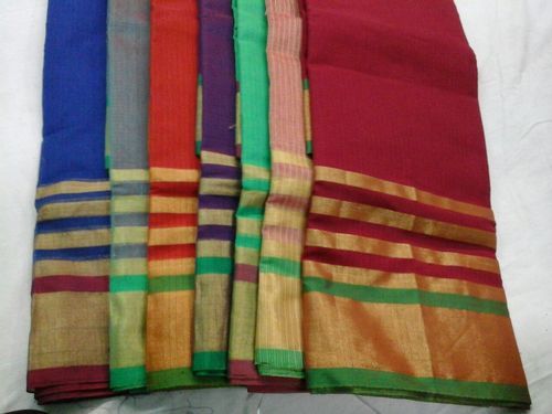 Kota Cotton Plain Jari Border Saree