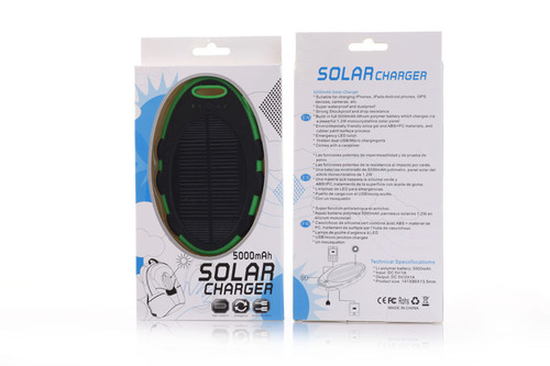 5000mAh Solar Mobile Battery Backup Charger For MP3 / MP4 / Smartphones