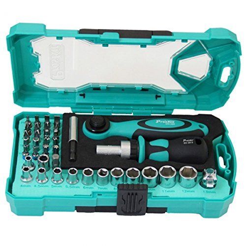 Proskit SD-2317M, 38PCS 1/4" Drive Socket and Screwdriver Set