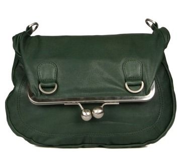 Leather Bag With Clasp Closure (Green)