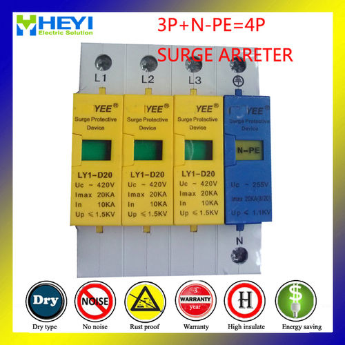 20ka 4 Pole 420V 3 Pole +N-PE 20A Lightning Arrester Surge Protector for CE