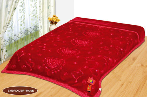 Raschel Mink Embroider Rose Blanket