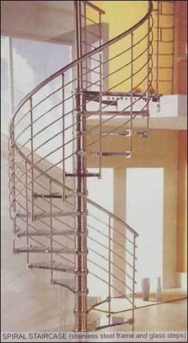 Spiral Staircase Stainless Steel Frame And Glass Steps