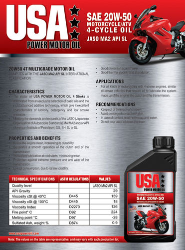 Sae 20w-50 Motorcycle Oil