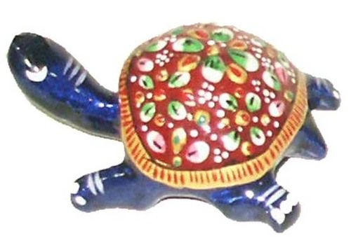 Metal Meena Kari Tortoise Figurine