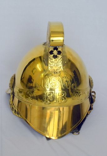 Rare Brass Finishing Fireman Helmet Nsw Fb Fire Brigade Rider