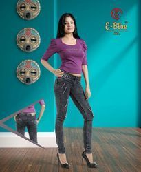 Pink And Green Leads Ladies Jeans 