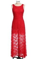  Evening Coterie Red Lace Long Dress