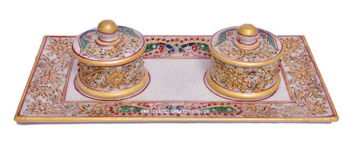 Marble Gold Painting Box And Tray