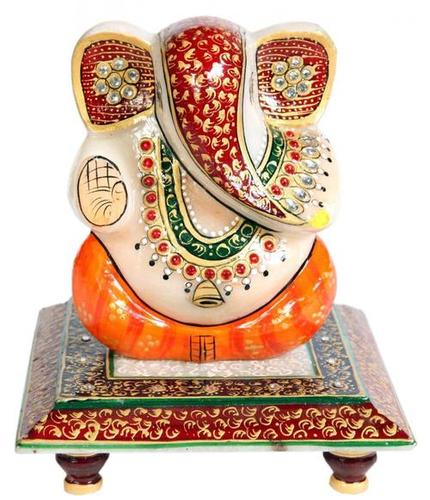 Marble Chowki Ganesh Statue