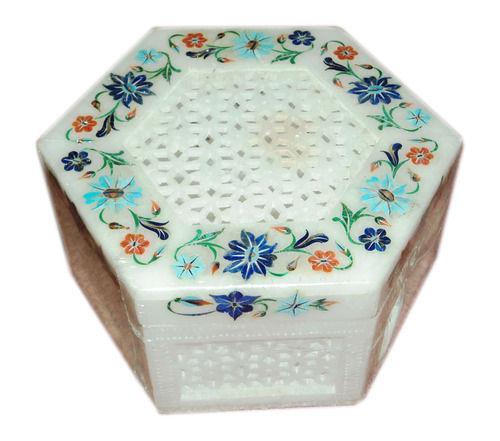 White Marble Inlay Box