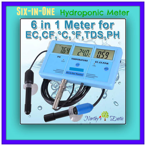  हाइड्रोपोनिक्स मीटर (6 इन 1 कंटीन्यूअस वाटर टेस्टर) 