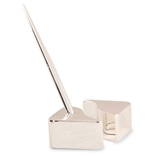 Silver Plated Pen Stand And Paper Weight