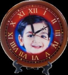 Wooden Clock Round Photo Frame