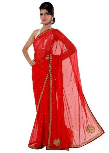 Chiffon Red Saree