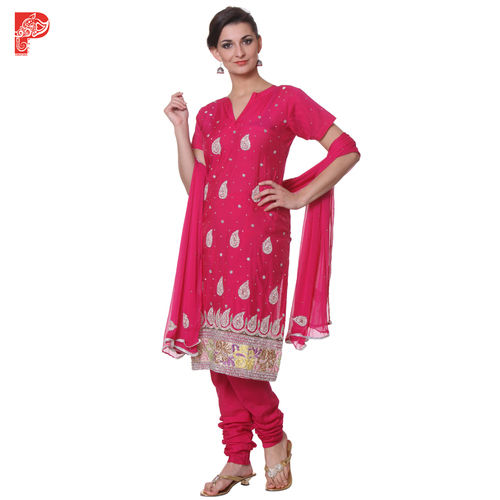 Pink Chanderi Cotton Salwar Kameez And Dupatta