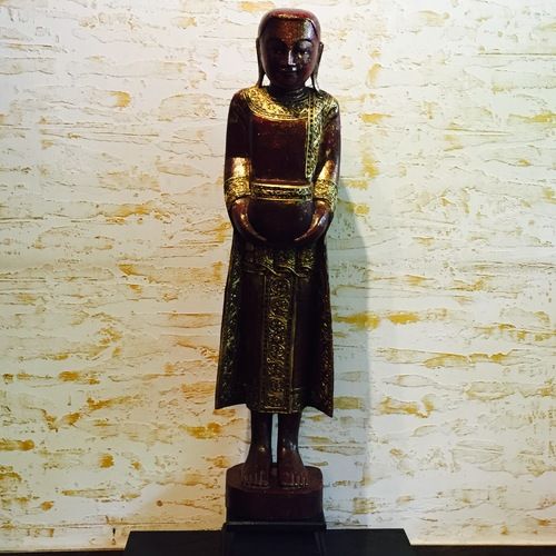 Red And Gold Wooden Monk Statue