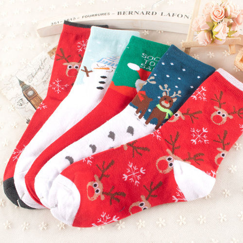 Christmas' Socks With Deer Snow Santa Claus