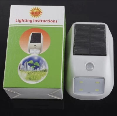 Orange And Green 4 Led Solar Powered Led Solar Lamp Motion Sensor