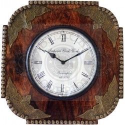 Hammered Metal Sheet and Stud on Wood Wall Clock