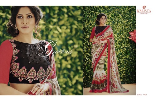 Kalista कशीदाकारी सुशोभित जॉर्जेट साड़ी