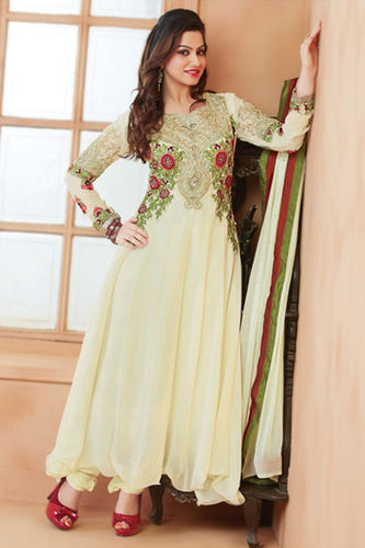 Stylish Cream Unstitched Salwar Kameez