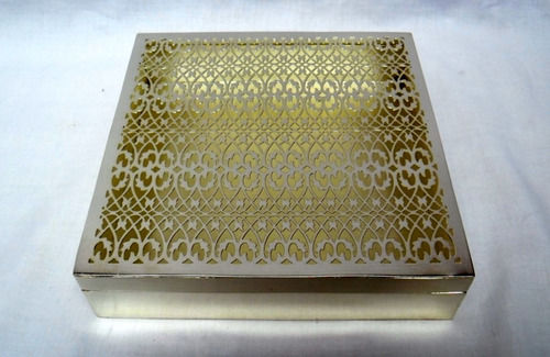 Jewelry Boxes - Brass Silver Plated, 6.4''x6.4''x1.4'' Size, Non Tarnish Finish