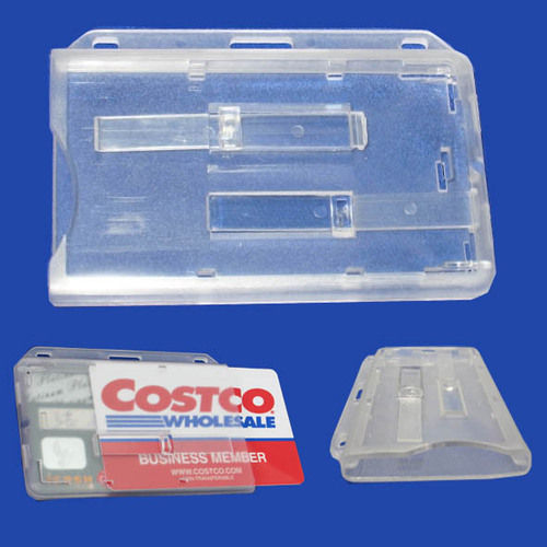 2 Cards Clear Plastic ID Card Holder