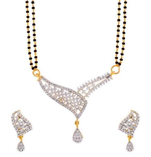 Sia Gold & Silver American Diamond Mangalsutra