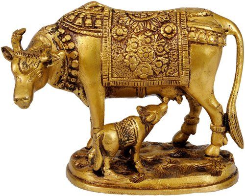 Brass Cow and Calf Statue