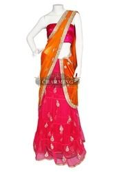 Pink Bridal Lehenga Saree