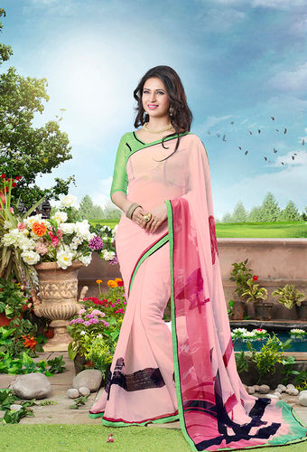 Light Pink And Multi Color Printed Saree