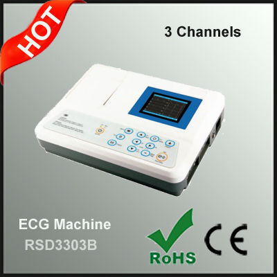 3 Channels ECG Machine - Portable Design, 3.5 Inch Color LCD Display, Accurate Pulse Identification, Multiple Working Modes, USB/Rs232 Communication, 250 Patient Cases Storage