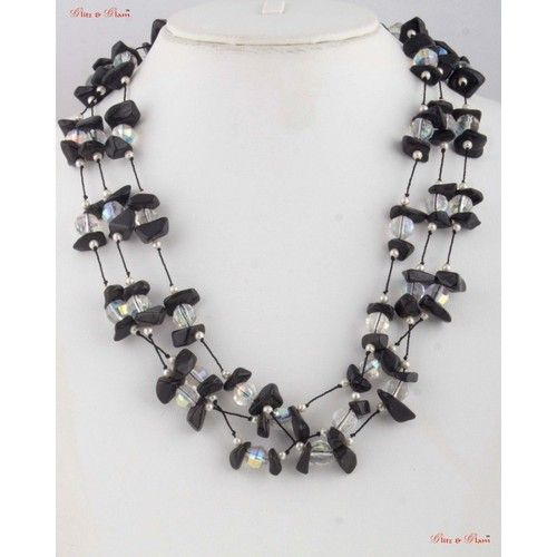 Tiny Onyx Stones Crafted Fashion Necklaces