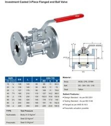 Investment Casted 3 Piece Flanged End Ball Valve