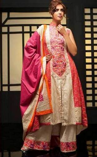 Khadi and Embroidered Salwar Kameez