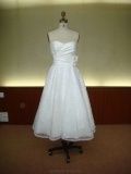 Strapless Hand Pleated Embroidery Lace Dress