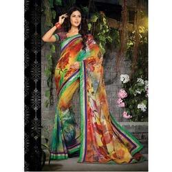 Work On Printed Saree