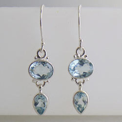 Sterling Silver Blue Topaz Earring