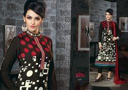 Black Crape Designer Straight Salwar Suit