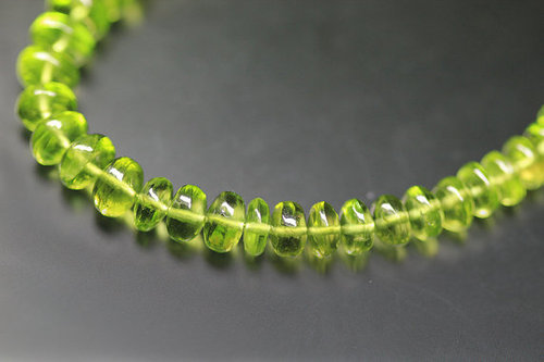 Green Peridot AAA Smooth Rondelle Beads