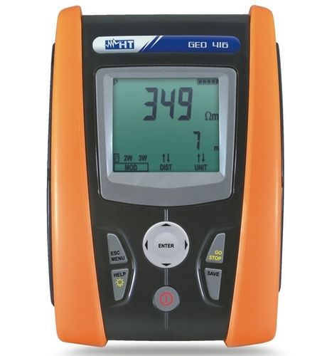 Earth Ground Resistance Tester - High Frequency Measurement up to 50kOhm | 3-Pole and 2-Pole Methods, Earth Resistivity Testing, User-Friendly Help Function, Memory Storage, Optical/USB Data Transfer