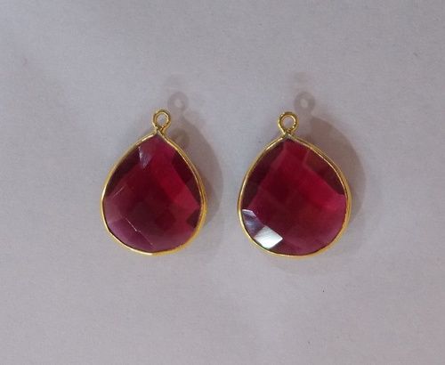 Ruby Quartz Pair Shaped Bezel