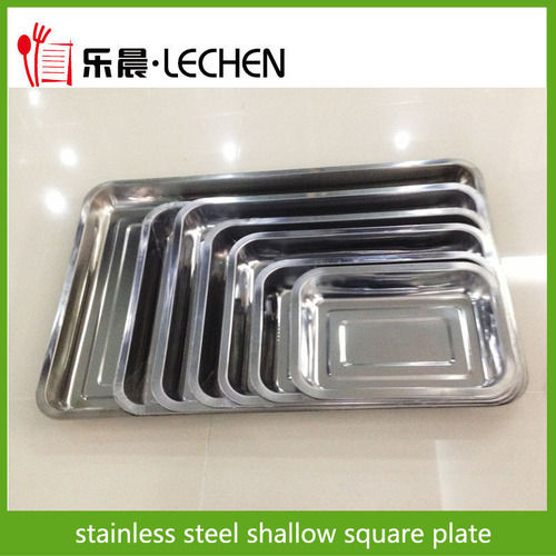 Stainless Steel Shallow Square Plate