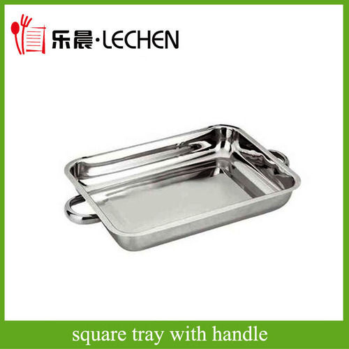 Red Stainless Steel Square Tray With Handle