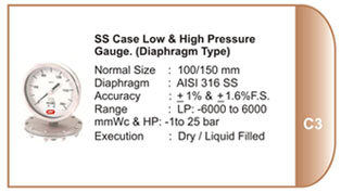 SS Case Low and High Pressure Gauges