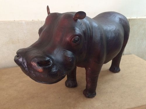 Leather Made Vintage Hippo Stool