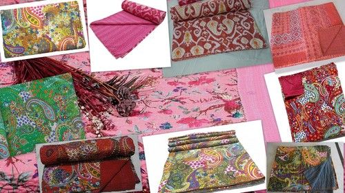 Indian PaisleyPrint Kantha Quilt Bedspread